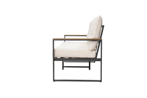 English Elm Steel Powder Coated Outdoor Armchairs Set of 2 with Cushioned Patio Seating W3990P466731