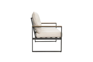 English Elm Steel Powder Coated Outdoor Armchairs Set of 2 with Cushioned Patio Seating W3990P466731