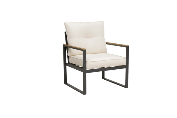 English Elm Steel Powder Coated Outdoor Armchairs Set of 2 with Cushioned Patio Seating W3990P466731