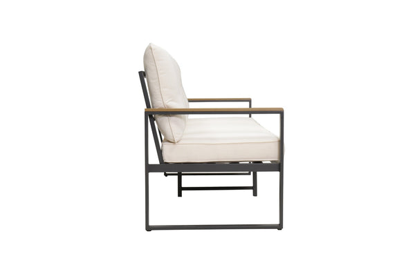 English Elm Steel Powder Coated Outdoor Armchairs Set of 2 with Cushioned Patio Seating W3990P466731