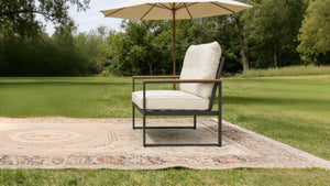 English Elm Steel Powder Coated Outdoor Armchairs Set of 2 with Cushioned Patio Seating W3990P466731