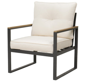 English Elm Steel Powder Coated Outdoor Armchairs Set of 2 with Cushioned Patio Seating W3990P466731
