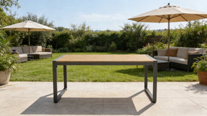 English Elm Steel Frame Outdoor Coffee Table with Wpc Wood Grain Top for Porch Deck or Balcony W3990P466732