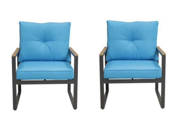 English Elm Steel Powder-coated Outdoor Armchairs Set of 2 with Cushioned Ergonomic Patio Seating W3990P466768