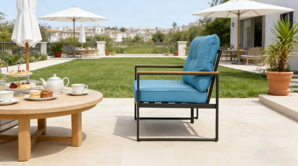 English Elm Steel Powder-coated Outdoor Armchairs Set of 2 with Cushioned Ergonomic Patio Seating W3990P466768
