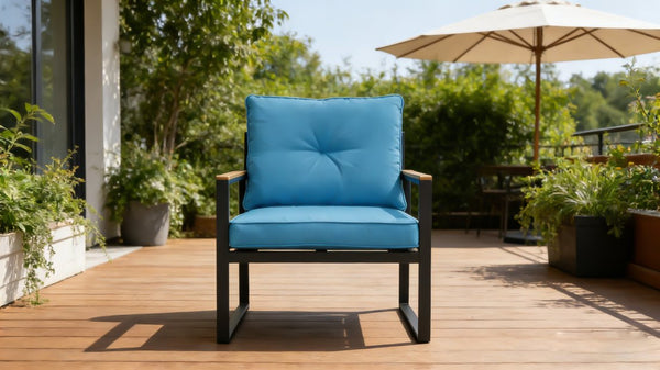 English Elm Steel Powder-coated Outdoor Armchairs Set of 2 with Cushioned Ergonomic Patio Seating W3990P466768