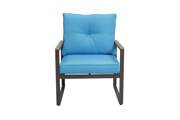 English Elm Steel Powder-coated Outdoor Armchairs Set of 2 with Cushioned Ergonomic Patio Seating W3990P466768