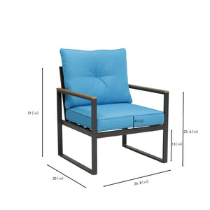 English Elm Steel Powder-coated Outdoor Armchairs Set of 2 with Cushioned Ergonomic Patio Seating W3990P466768