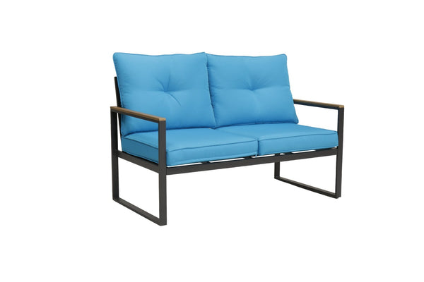English Elm Outdoor Steel Frame Loveseat Sofa with Thick Cushions for Porch Balcony Patio W3990P466772