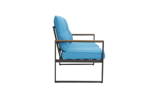 English Elm Outdoor Steel Frame Loveseat Sofa with Thick Cushions for Porch Balcony Patio W3990P466772