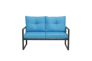 English Elm Outdoor Steel Frame Loveseat Sofa with Thick Cushions for Porch Balcony Patio W3990P466772