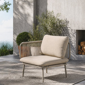 English Elm Modern Outdoor Club Chair Hand Woven Rope Aluminum Frame Patio Accent Seat W3990P494747