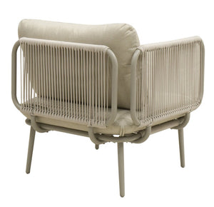 English Elm Modern Outdoor Club Chair Hand Woven Rope Aluminum Frame Patio Accent Seat W3990P494747
