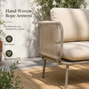 English Elm Modern Outdoor Club Chair Hand Woven Rope Aluminum Frame Patio Accent Seat W3990P494747