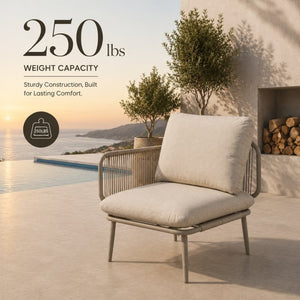 English Elm Modern Outdoor Club Chair Hand Woven Rope Aluminum Frame Patio Accent Seat W3990P494747