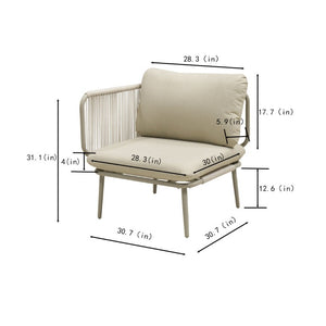 English Elm Modern Outdoor Club Chair Hand Woven Rope Aluminum Frame Patio Accent Seat W3990P494747