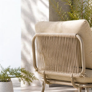 English Elm Modern Outdoor Club Chair Hand Woven Rope Aluminum Frame Patio Accent Seat W3990P494747