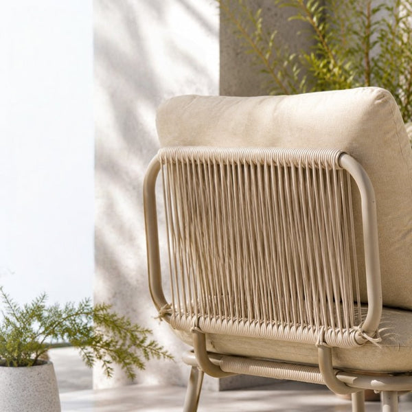 English Elm Modern Outdoor Club Chair Hand Woven Rope Aluminum Frame Patio Accent Seat W3990P494747