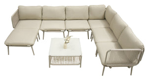 English Elm 28 Inch Square Outdoor Ottoman Woven Rope Frame with Thick Foam Cushion Patio Seat W3990P495048