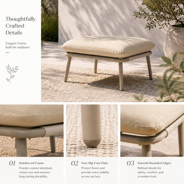 English Elm 28 Inch Square Outdoor Ottoman Woven Rope Frame with Thick Foam Cushion Patio Seat W3990P495048