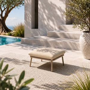 English Elm 28 Inch Square Outdoor Ottoman Woven Rope Frame with Thick Foam Cushion Patio Seat W3990P495048