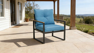English Elm . Oversized 5 Seat Steel Patio Set Weather Resistant Powder Coated Frame for Backyard W3990S00007