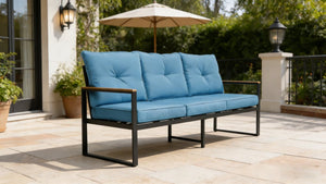 English Elm . Oversized 5 Seat Steel Patio Set Weather Resistant Powder Coated Frame for Backyard W3990S00007
