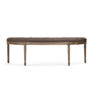 Louis Curve Bench Reclaimed Oak, Aubergine Linen W3 CFH208 E255-3 A008 Zentique