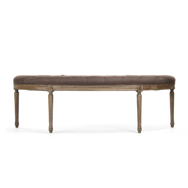Louis Curve Bench Reclaimed Oak, Aubergine Linen W3 CFH208 E255-3 A008 Zentique