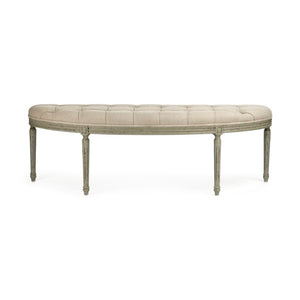 Zentique Louis Curve Bench Birch Frame Linen Upholstery — Mid‑Century Curved Seat for Entryway & Bedroom Comfort W59 x H19 x D19 W3 CFH208 432 H013