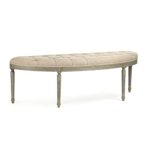 Zentique Louis Curve Bench Birch Frame Linen Upholstery — Mid‑Century Curved Seat for Entryway & Bedroom Comfort W59 x H19 x D19 W3 CFH208 432 H013