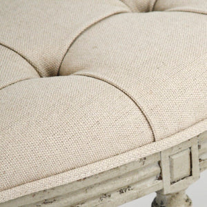 Zentique Louis Curve Bench Birch Frame Linen Upholstery — Mid‑Century Curved Seat for Entryway & Bedroom Comfort W59 x H19 x D19 W3 CFH208 432 H013