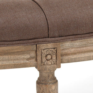 Zentique Louis Curved Bench with Solid Oak Frame and Linen Upholstery — Elegant Ergonomic Seating Accent (97 chars) Reclaimed Oak, Aubergine Linen W3 CFH208 E255-3 A008