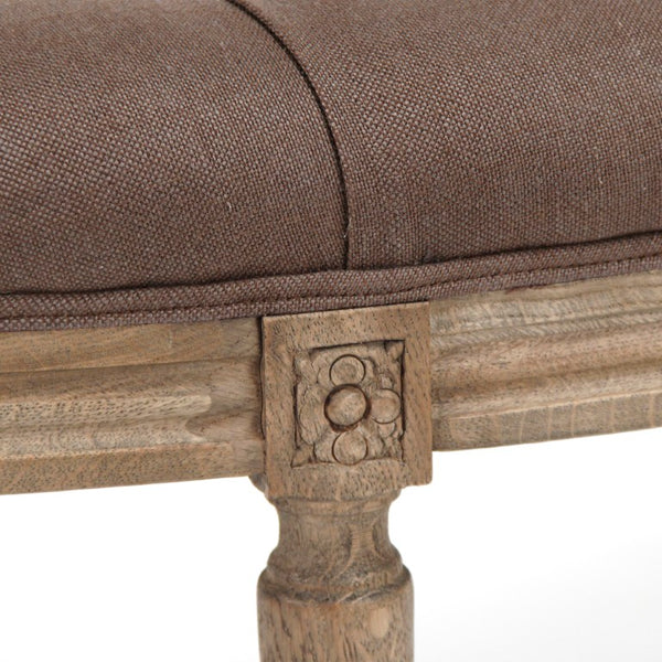 Zentique Louis Curved Bench with Solid Oak Frame and Linen Upholstery — Elegant Ergonomic Seating Accent (97 chars) Reclaimed Oak, Aubergine Linen W3 CFH208 E255-3 A008