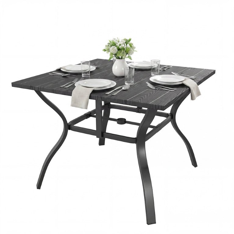 English Elm 1 Square Industrial Dining Table with Wood Look Top and Heavy Duty Metal Legs W400P412496