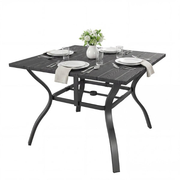 English Elm 1 Square Industrial Dining Table with Wood Look Top and Heavy Duty Metal Legs W400P412496