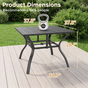 English Elm 1 Square Industrial Dining Table with Wood Look Top and Heavy Duty Metal Legs W400P412496