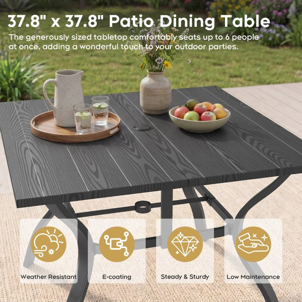 English Elm 1 Square Industrial Dining Table with Wood Look Top and Heavy Duty Metal Legs W400P412496