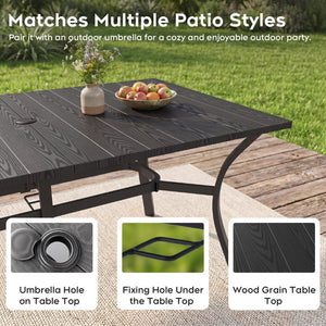 English Elm 41 Inch Round Dining Table with Wood Look Top and Industrial Metal Legs for Kitchen Rectangular Black W400P412504
