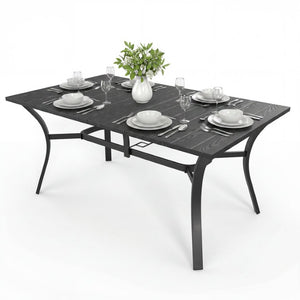 English Elm 41 Inch Round Dining Table with Wood Look Top and Industrial Metal Legs for Kitchen Rectangular Black W400P412504