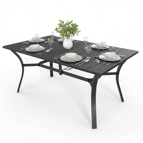 English Elm 41 Inch Round Dining Table with Wood Look Top and Industrial Metal Legs for Kitchen Rectangular Black W400P412504