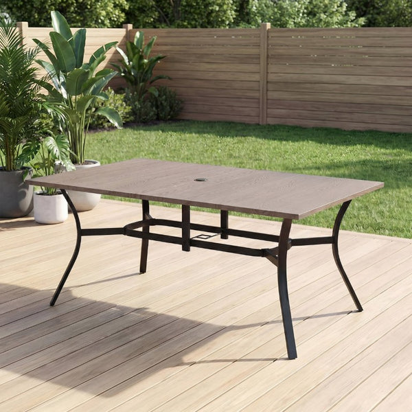 English Elm 41 Inch Round Dining Table with Wood Look Top and Industrial Metal Legs for Kitchen Rectangular Natural W400P412511