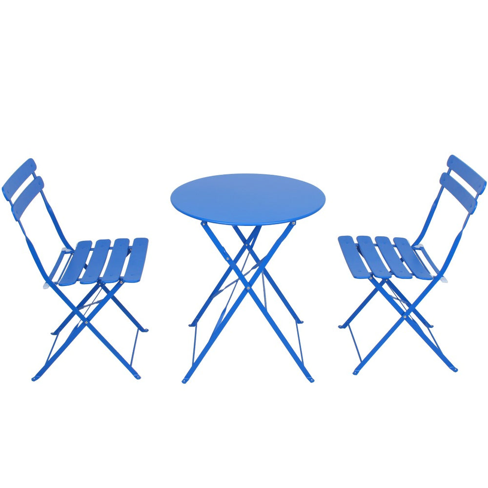 English Elm 3 Piece Outdoor Folding Bistro Set Powder Coated Steel Patio Balcony Dining W400P416122