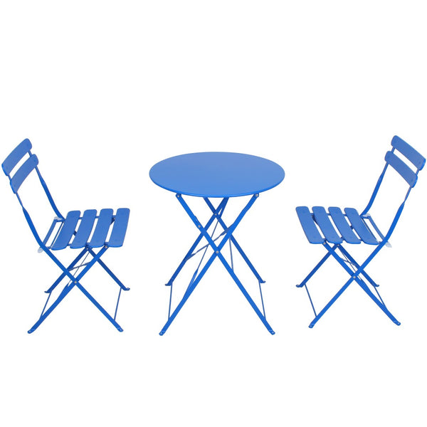 English Elm 3 Piece Outdoor Folding Bistro Set Powder Coated Steel Patio Balcony Dining W400P416122