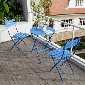 English Elm 3 Piece Outdoor Folding Bistro Set Powder Coated Steel Patio Balcony Dining W400P416122