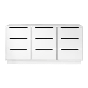 English Elm 9 Drawer White Wood Dresser Low Profile Modern Storage for Bedroom or Entryway W409P307597