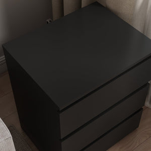 English Elm (set of 2) Compact 3-drawer Nightstand Chest Engineered Wood Bedroom Entryway Storage Unit Black W409P327395