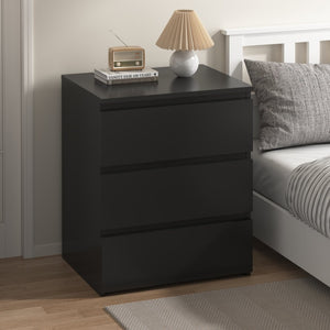 English Elm (set of 2) Compact 3-drawer Nightstand Chest Engineered Wood Bedroom Entryway Storage Unit Black W409P327395