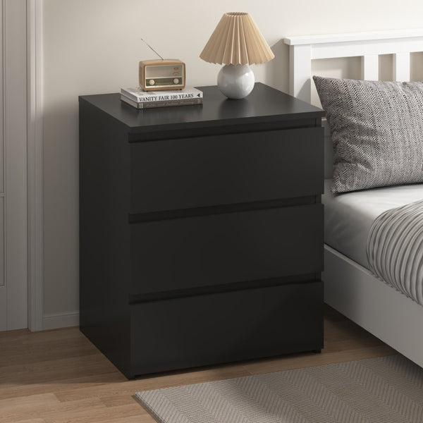 English Elm (set of 2) Compact 3-drawer Nightstand Chest Engineered Wood Bedroom Entryway Storage Unit Black W409P327395