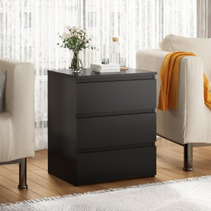 English Elm (set of 2) Compact 3-drawer Nightstand Chest Engineered Wood Bedroom Entryway Storage Unit Black W409P327395